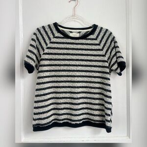 Billy Reid womens top textured stripe short sleeve black/white Size XS $198